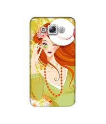 Amazon Brand - Solimo Designer Lady with Hat 3D Printed Hard Back Case Mobile Cover for Samsung Galaxy E7