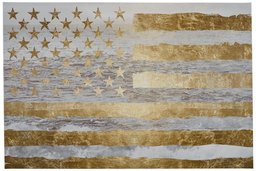 Amazon Brand – Rivet Gold American Flag by the Sea on Canvas, 36