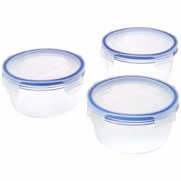 Amazon Brand - Solimo Round Glass Storage Container Set, 720ml, Set of 3, Transparent