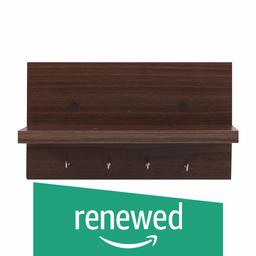 (Renewed) Solimo Wall-Mounted Wall Shelf with Key Hook (Matte Finish, Walnut)