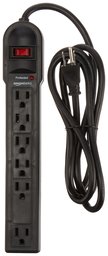 AmazonBasics 6-Outlet Surge Protector Power Strip, 790 Joule, Black, 10-Pack