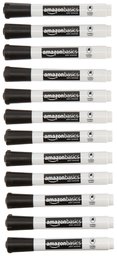 AmazonBasics Marqueurs effaçables à sec Faible odeur - Pointe biseautée - Lot de 12 (Noir)