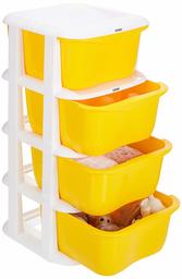 Amazon Brand - Solimo Plastic Multipurpose Modular Drawer, 4 Racks, Yellow