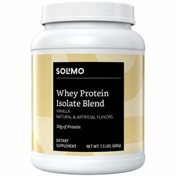 Amazon Brand - Solimo Whey Protein Isolate Blend, Vanilla, 1.5 Pound (18 Servings)