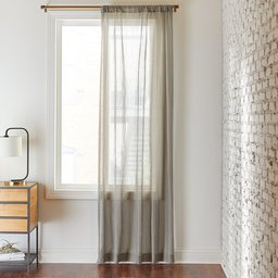 Rivet Semi-Sheer Modern Pin-Stripe Linen Curtain