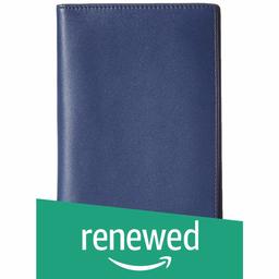 (Renewed) AmazonBasics Leather RFID Blocking Passport Wallet, Navy