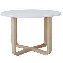 Amazon Brand - Movian Đerdap Round Coffee Table with Solid Wood Legs, 60 x 60 x 40cm, White Top/Light Brown Legs