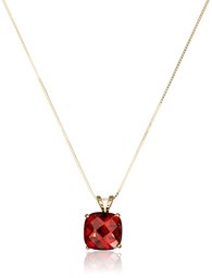 Amazon Collection14Â K oro CojÃ­n Checkerboard Cortar Gemstone Collar con Colgante (8Â mm), 45,7Â cm