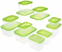 Amazon Brand - Solimo Food Container Set, Set of 12, Green