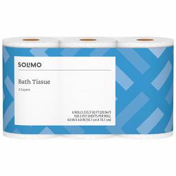 Amazon Brand - Solimo 2-Ply Toilet Paper, 350 Sheets per Roll, 6 Count