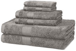 AmazonBasics 6-Piece Fade-Resistant Bath Towel Set - Grey