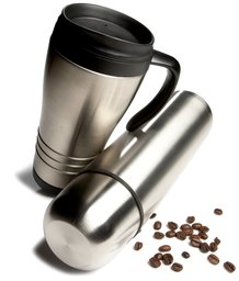 Pinzon 1-Liter Stainless-Steel Thermos and Travel Mug Set