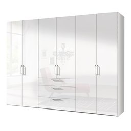 Solutions 14840 203 Revolving Door Wardrobe with 6 Doors, Arctic White/Front Varnished White with Three Schubkästen