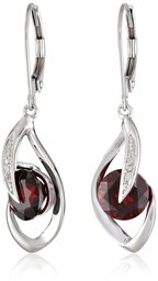 10k White Gold Gemstone and Diamond Accent Flame Drop Earrings