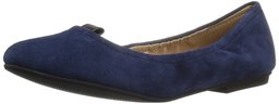 The Fix Amazon Brand Women's Sloan Tab Elasticated Ballet Flat, Summer Navy/Black, 7.5 B US