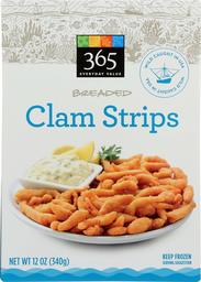 365 Everyday Value Wild Caught Breaded Clam Strips (Frozen), 12 oz