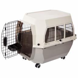 AmazonBasics Pet Carrier Kennel with Metal Wire Ventilation, 28-Inch, Travel Kit Inside