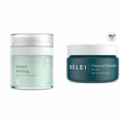 Belei Retinol Vitamin A Refining Moisturizer, Fragrance Free, Paraben Free, 1.7 Fluid Ounce (50 mL) & Charcoal Balancing Mask, Fragrance Free, Paraben Free, 5 Ounce (150 g)