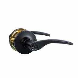 AmazonBasics Entry Door Lever With Lock, Curve, Matte Black