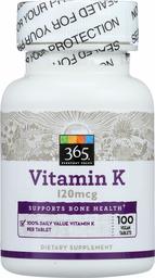 365 Everyday Value, Vitamin K 120mcg, 100 ct