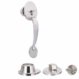 AmazonBasics Classic Exterior Handle Set with Door Knob and Deadbolt, Satin Nickel