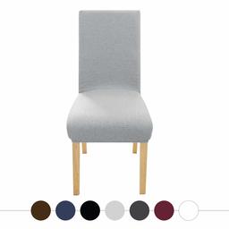 UMI by Amazon Wave Solid Decorative Soft Washable Dining Room Chair Cover Removable Seat Cover Dining Chair Elastic Slipcover Spandex Chair Covers Light Grey 6 PCS for Bedroom