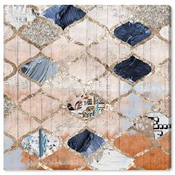 Amazon Brand – Stone & Beam Contemporary Blue and Tan Moroccan Print Wall Art on Canvas, 12