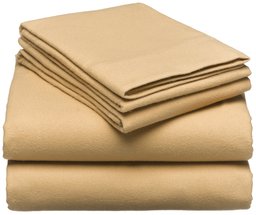 Pinzon 160-Gram Solid Flannel Queen Sheet Set, Camel