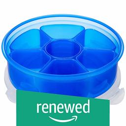 (Renewed) Amazon Brand - Solimo Plastic Masala Box, 2 litres, Blue