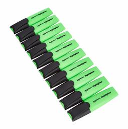 AmazonBasics Flat Barrel Highlighters, Green, Pack of 10