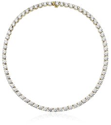 Yellow-Gold-Plated Sterling Silver and Swarovski Zirconia Necklace, 17