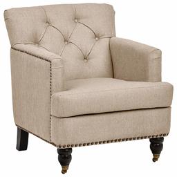 Amazon Brand – Ravenna Home Winona Button Tufted Turned Wood Leg Nailhead Accent Chair, 28