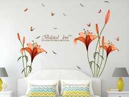 Amazon Brand - Solimo Wall Sticker for Bedroom (Blooming Lilies, ideal size on wall , 175 cm X 120 cm),Multicolor