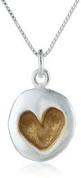 Two-Tone Sterling Silver with Yellow Gold Flashed Heart Pendant Necklace, 18