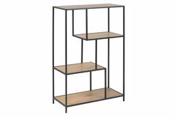 Amazon Brand - Movian Martin Geometric Bookcase/Shelving unit with 3-Shelves, 35 x 77 x 114 cm, Oak Effect/Black Metal Frame