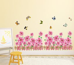 Amazon Brand - Solimo Wall Sticker for Living Room (Garden Blooms, Ideal Size on Wall: 105 x 50 cm)