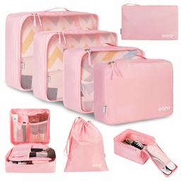 Eono by Amazon - 8 Pcs Packing Cubes for Suitcase Lightweight Luggage Packing Organizers Packing Cubes for Travel Accessories, Pink