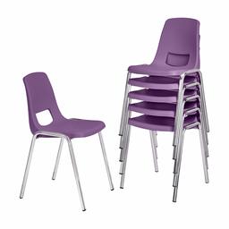 AmazonBasics 16 Inch School Classroom Stack Chair, Chrome Legs, Purple, 6-Pack