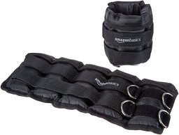 AmazonBasics Adjustable 2.26 Kilograms Ankle and Leg Weights - Set of 2, 35.56 x 15.24 cm, Black