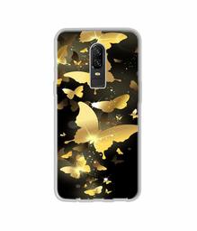 Amazon Brand - Solimo Designer Golden Butterfly Pattern UV Printed Soft Back Case Mobile Cover for OnePlus 6