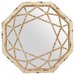 Amazon Brand – Stone & Beam Vintage-Look Octagonal Hanging Wall Mirror Decor, 25.5 Inch Height, Antique White