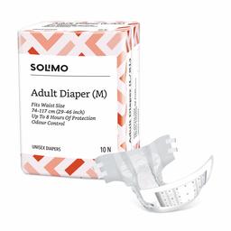 Amazon Brand - Solimo Adult Diapers - 10 Count (Medium) - Waist Size 74-117cm (29