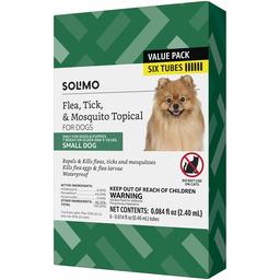 Amazon Brand - Solimo Flea, Tick & Mosquito Topical for Small Dogs (4-10 pounds), 6 Count