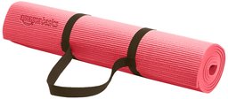 AmazonBasics 1/4-Inch Yoga and Exercise Mat with Carrying Strap, Pink