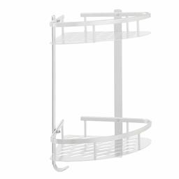 AmazonBasics Shower Storage Shelf - 2-Tier, Adhesive Suction, Aluminium