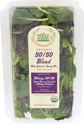 Whole Foods Market, Organic 50-50 Blend Baby Spinach & Spring Mix, 16 oz