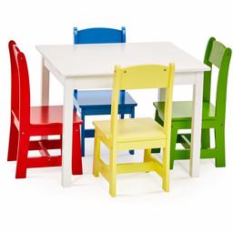 Phoenix Home Fermo - Juego de Mesa de Madera para niños y sillas de Color primario