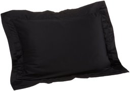 Pinzon Hotel Banded 100-Percent Egyptian Cotton Sateen 20-By-26-Inch Standard Sham, Black