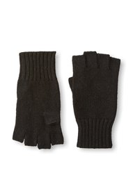 Thirty Five Kent Men's Cashmere Solid Knit Fingerless Gloves, Black