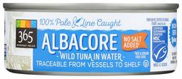 365 Everyday Value, Wild Albacore Tuna in Water, No Salt Added, 5 oz